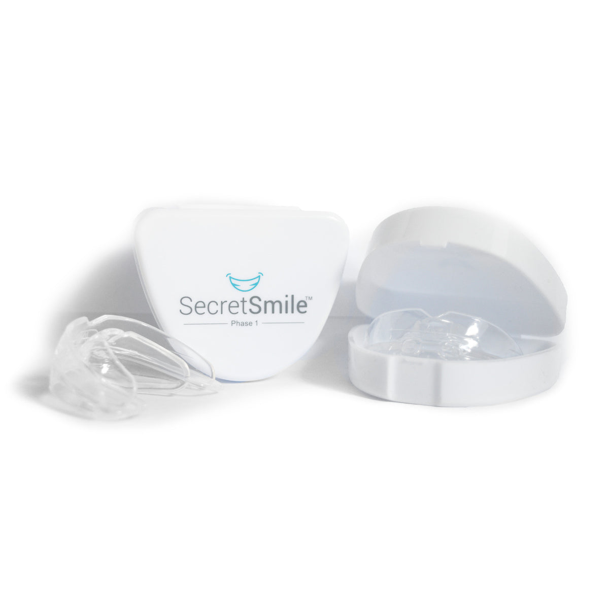 teeth aligner set in tray with logo secretsmile